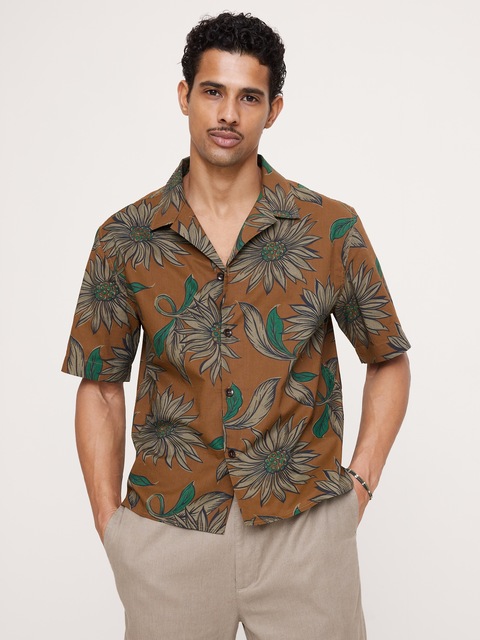 CHEMISE DE VACANCES DÉCONTRACTÉE EN COTON FLAMMÉ