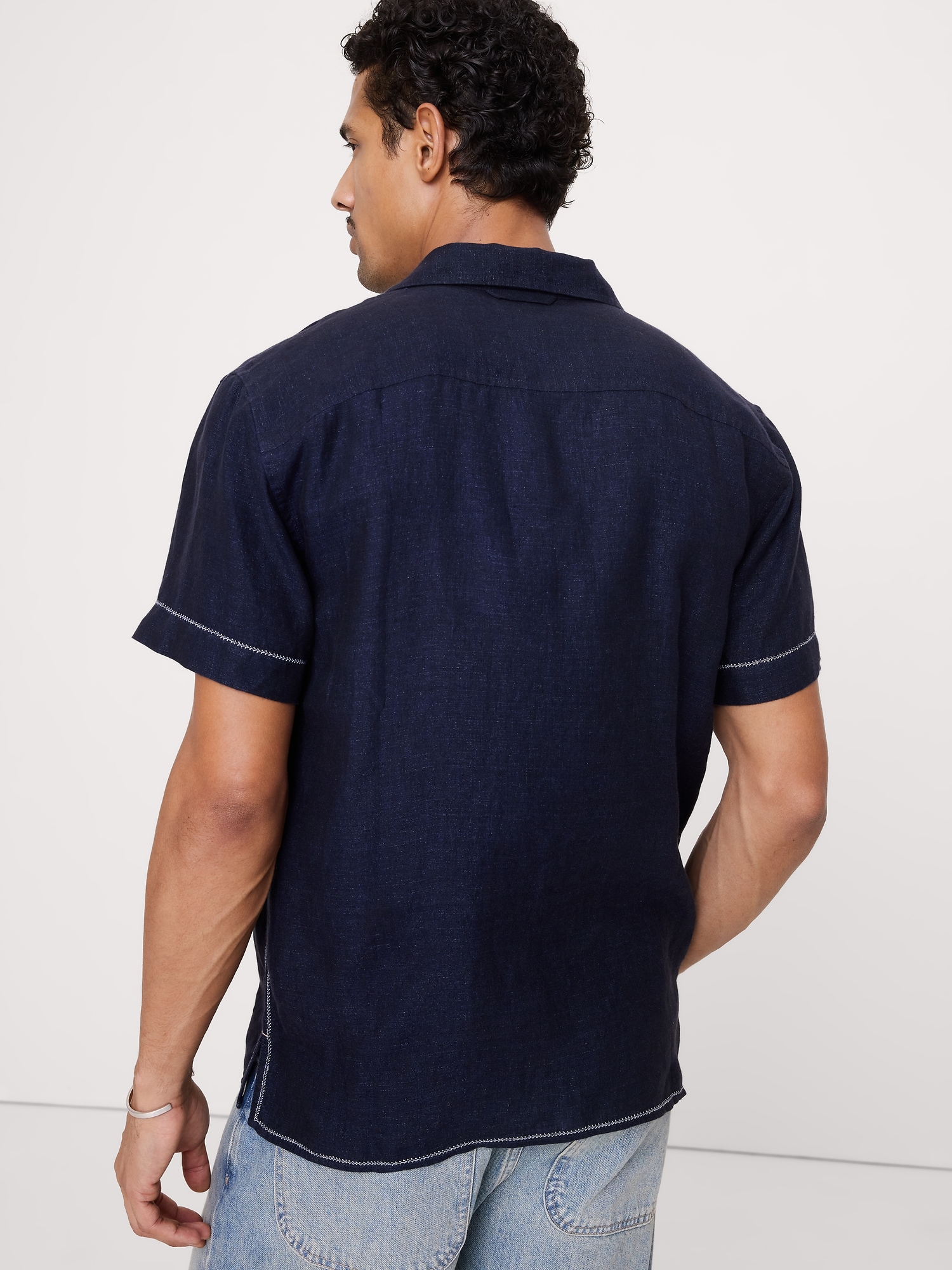 Image number 2 showing, Standard-Fit Embroidered Linen Resort Shirt