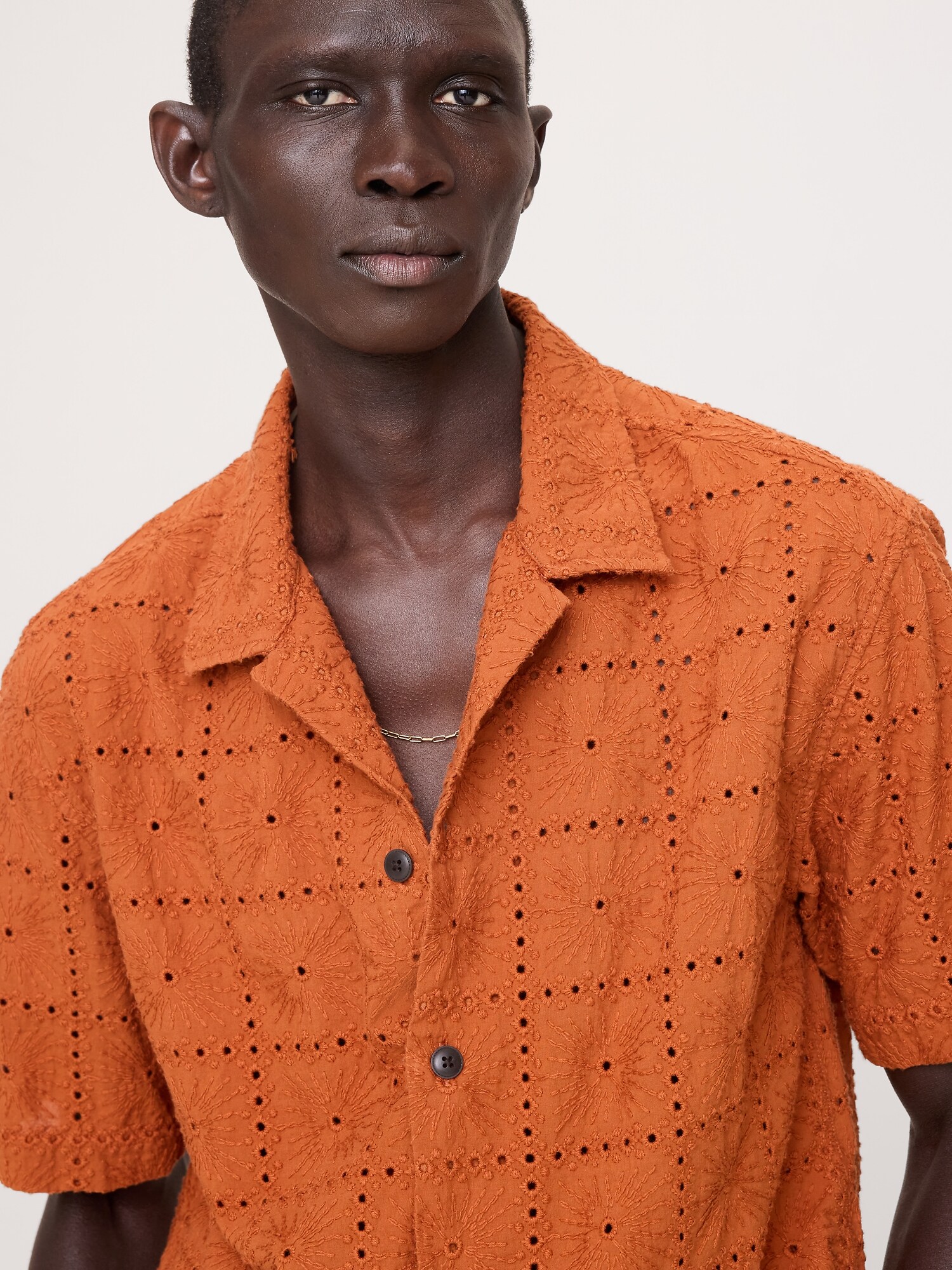 Image number 4 showing, Relaxed-Fit Embroidered Cotton Eyelet Resort Shirt