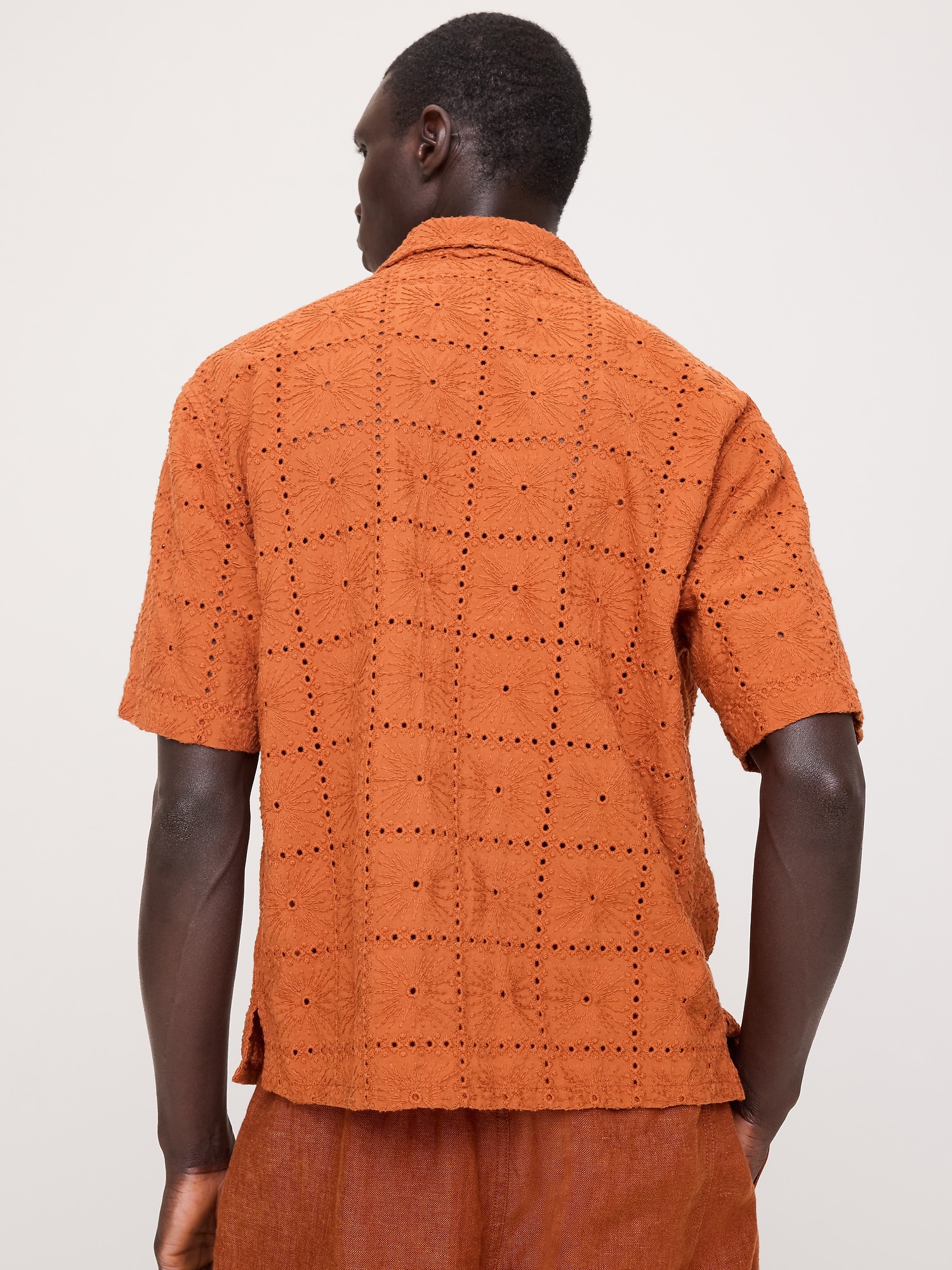 Image number 3 showing, Relaxed-Fit Embroidered Cotton Eyelet Resort Shirt