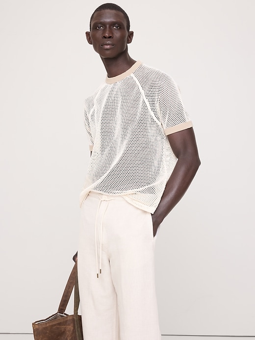 Time is on 【COTTON MESH KNIT C/D】 Cotton Mesh T-Shirt | Banana Republic