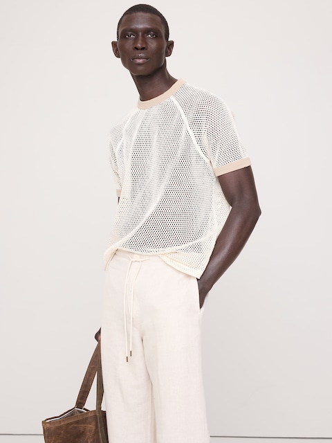 T-SHIRT EN COTON À MAILLES