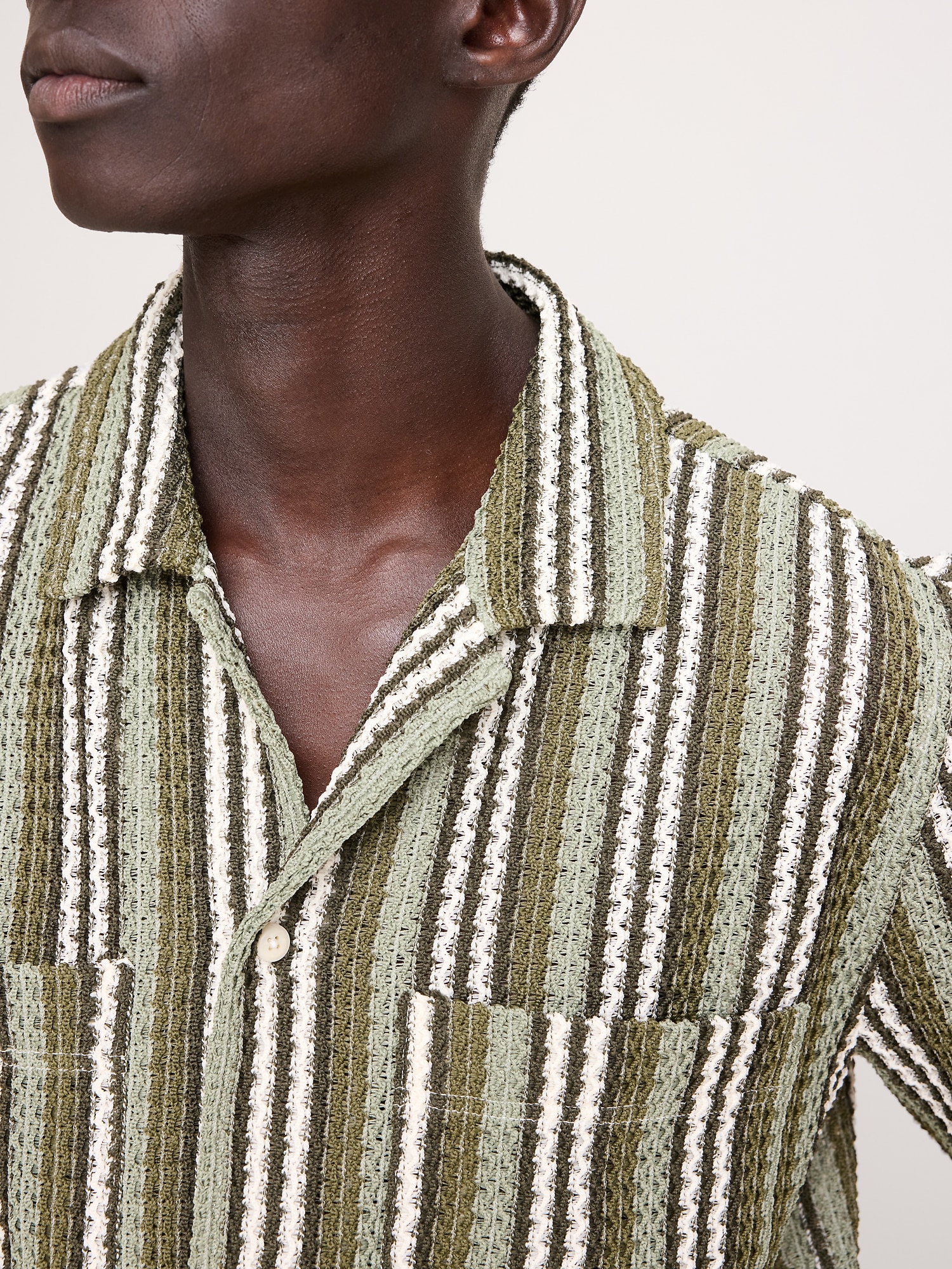 Image number 3 showing, Crochet Stripe Resort Shirt
