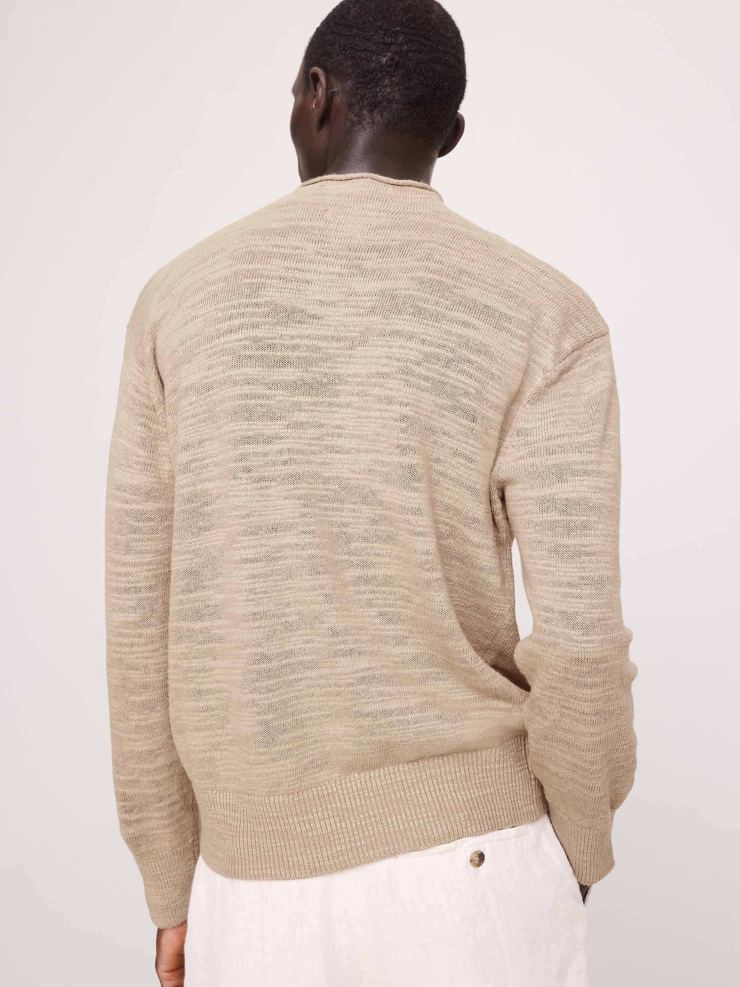 Image number 2 showing, Linen-Cotton Slub Roll-Neck Sweater
