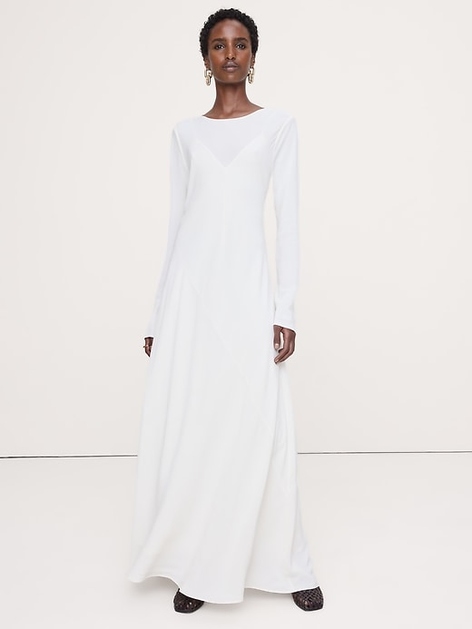 maxi chiffon long sleeve dress Colette Maxi Chiffon Dress in Shalimar Lavender on Robin Egg Blue, 4