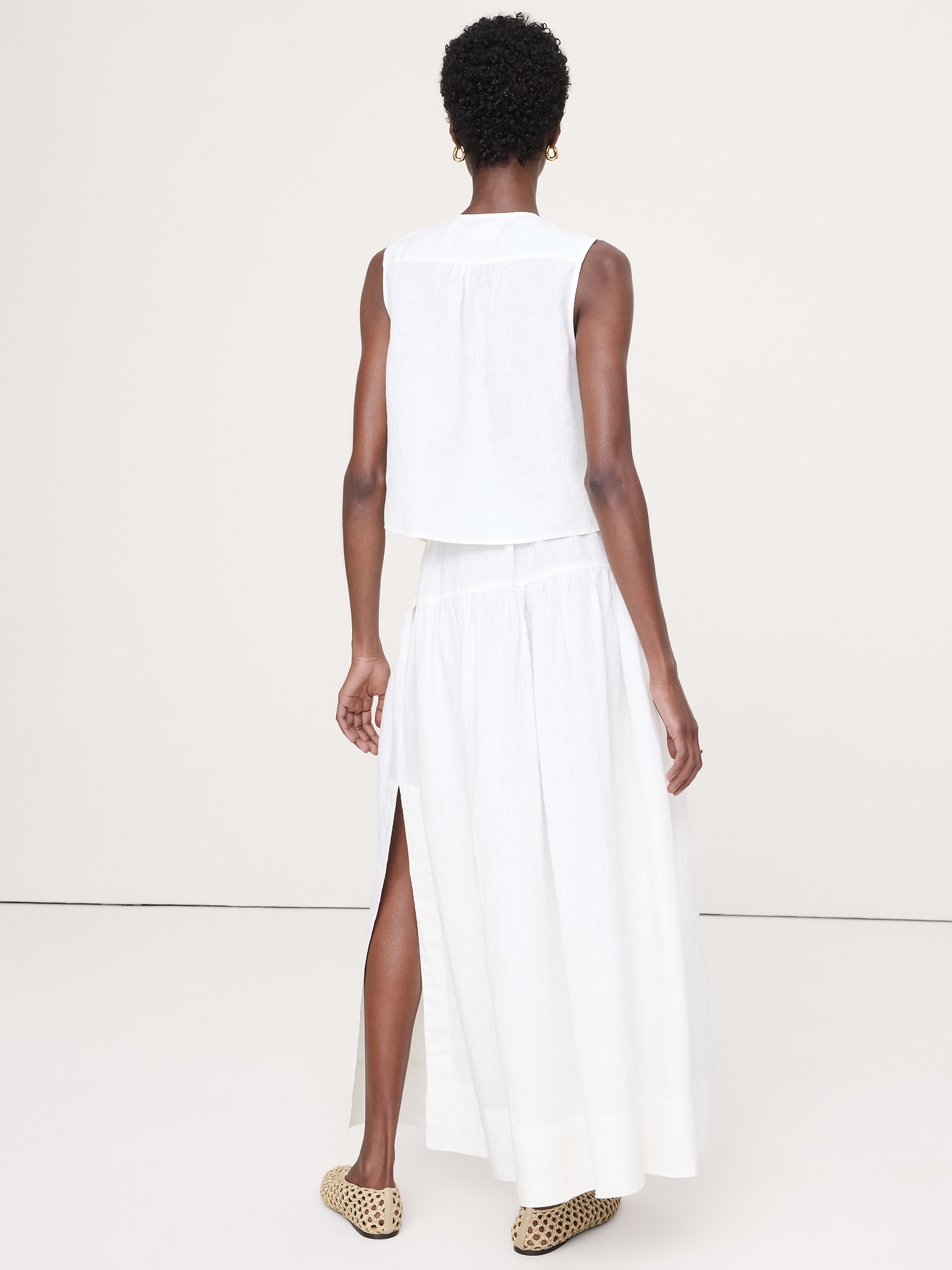 Image number 3 showing, Linen Tiered Tie-Side Maxi Skirt