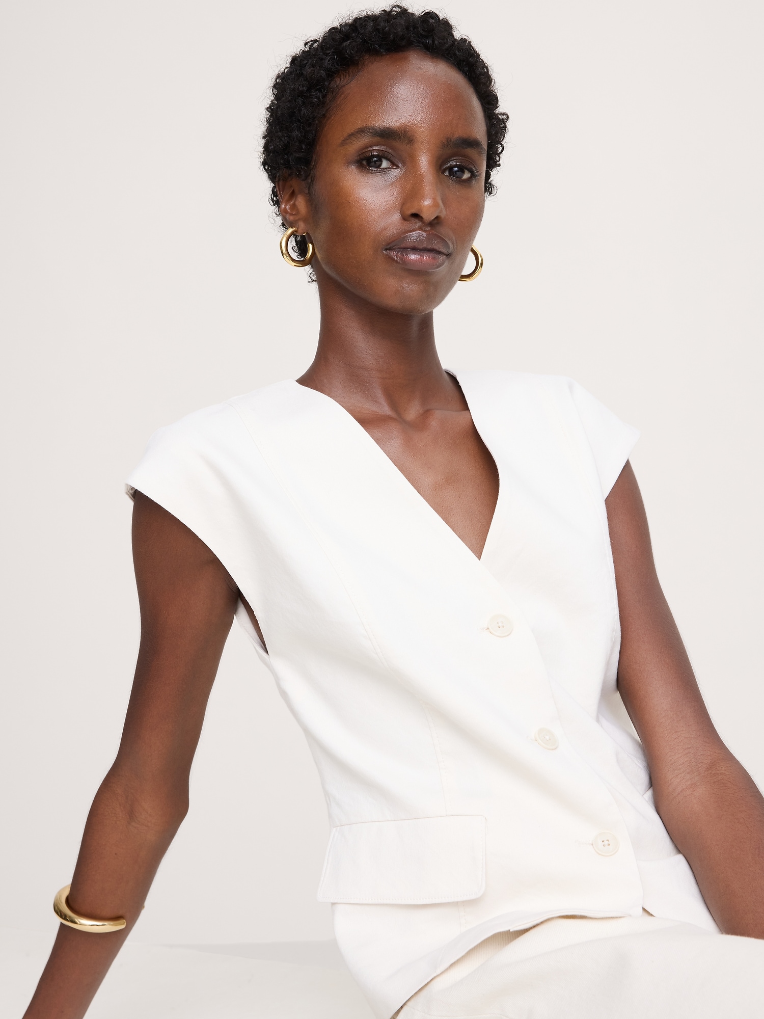 Image number 4 showing, Stretch Linen-Viscose Vest