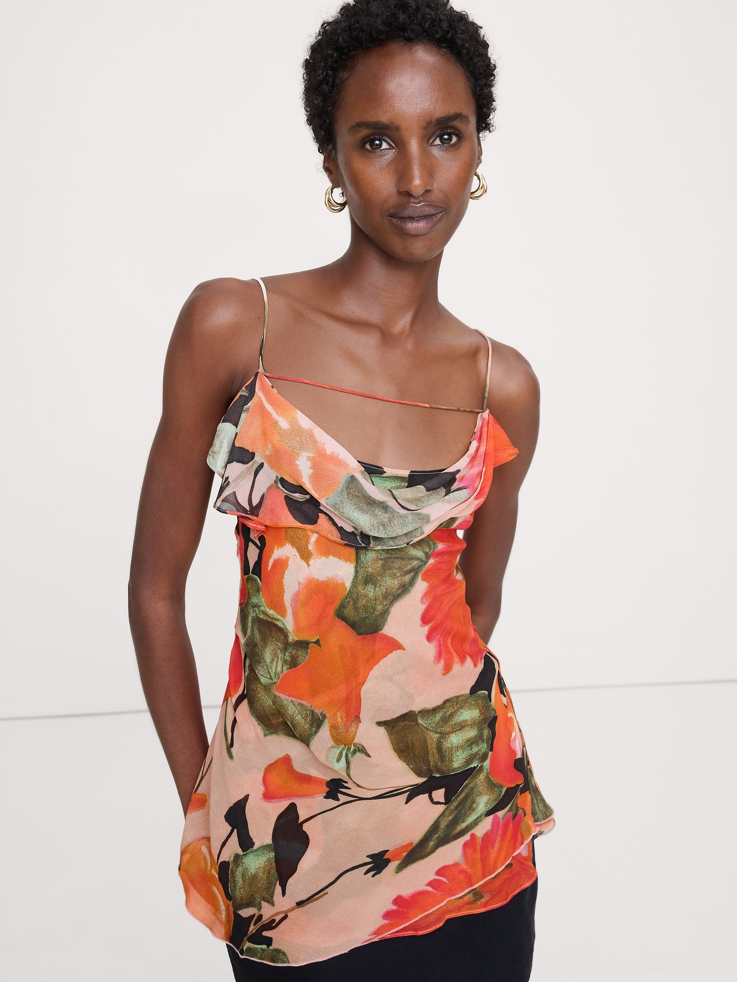 Image number 3 showing, Georgette Cowl-Neck Tank