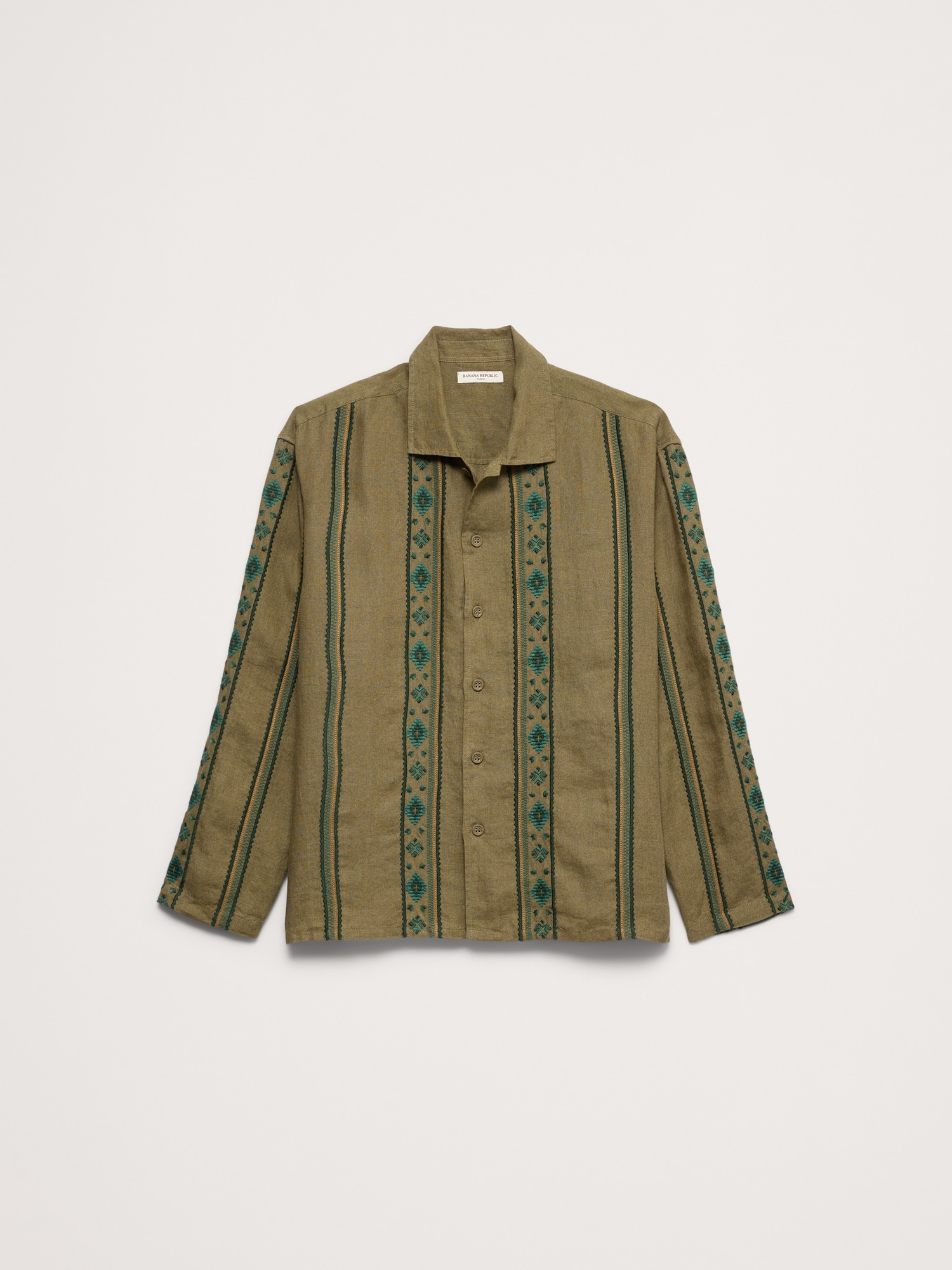 Image number 5 showing, Relaxed-Fit Embroidered Linen Long-Sleeve Resort Shirt