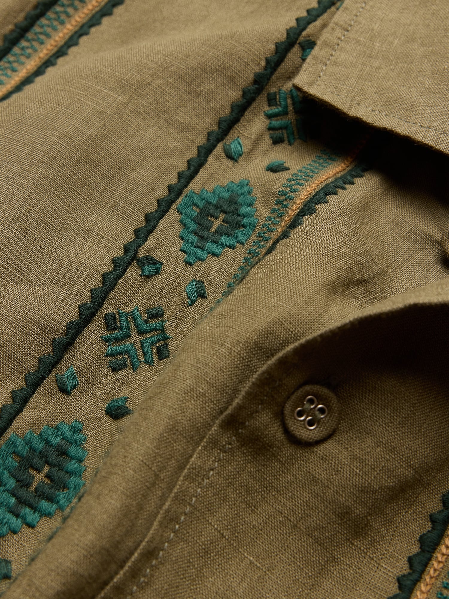 Image number 6 showing, Relaxed-Fit Embroidered Linen Long-Sleeve Resort Shirt