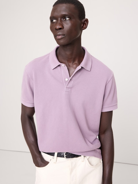 POLO EN PIQUÉ DÉLAVÉ AU SOLEIL