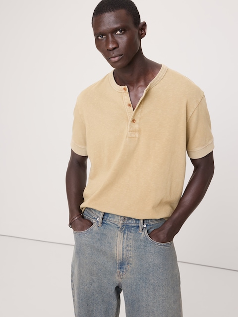 T-SHIRT HENLEY CLASSIQUE EN COTON FLAMMÉ