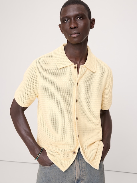CARDIGAN POLO EN COTON À MAILLES