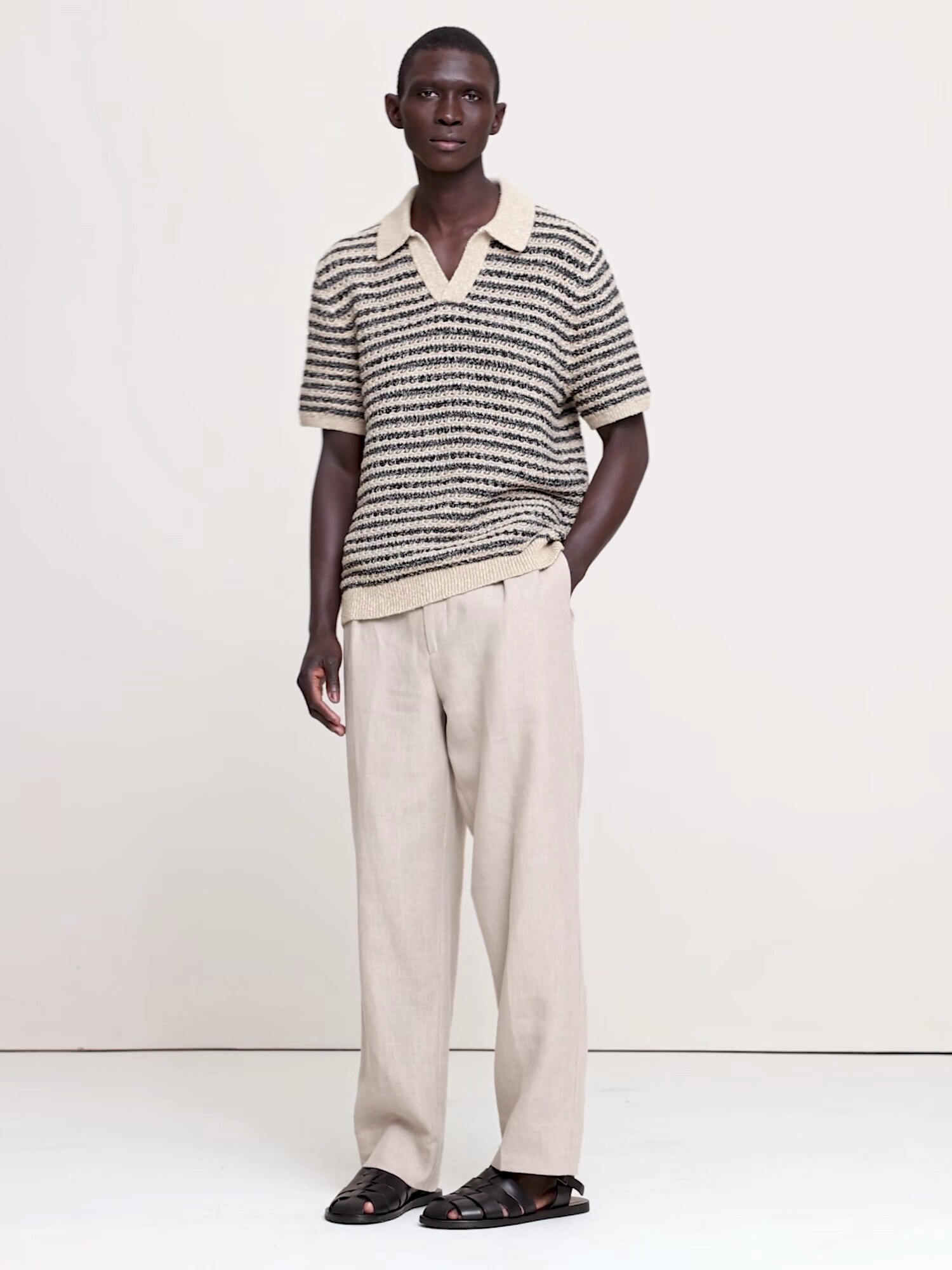 Textured Stripe Sweater Polo