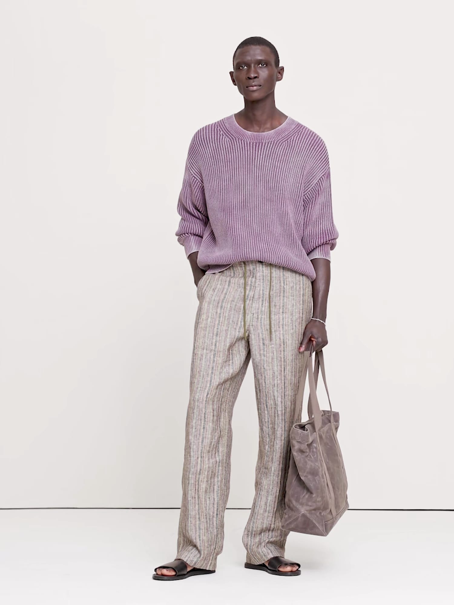 Relaxed Striped Linen Beach Pant