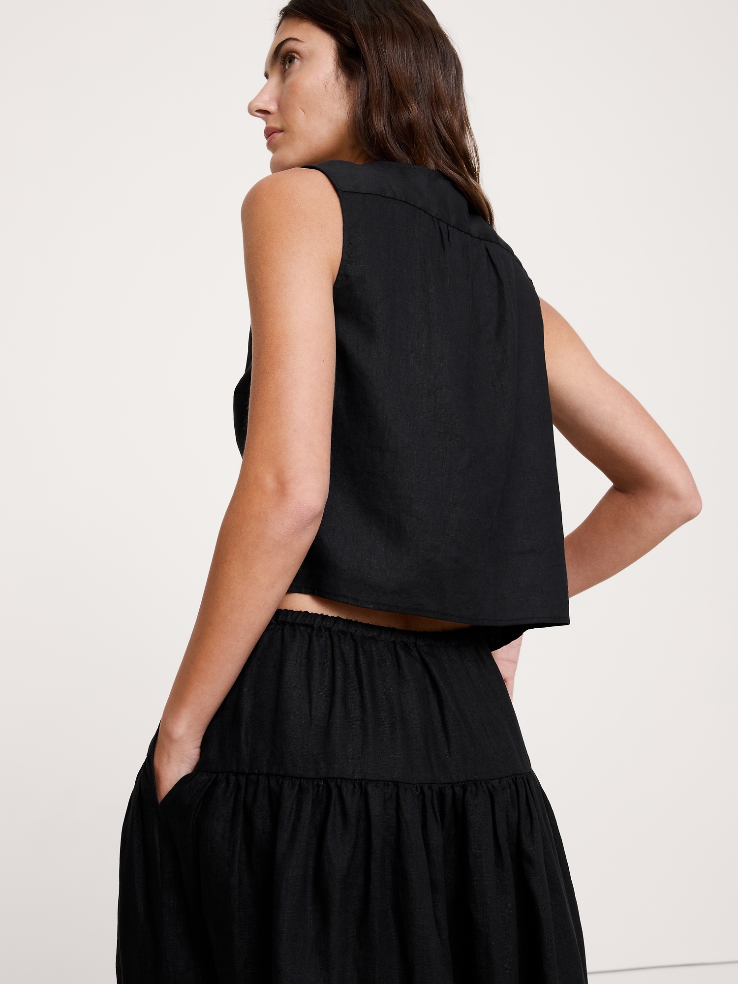 L'image numéro 3 présente Camisole à double lien en lin