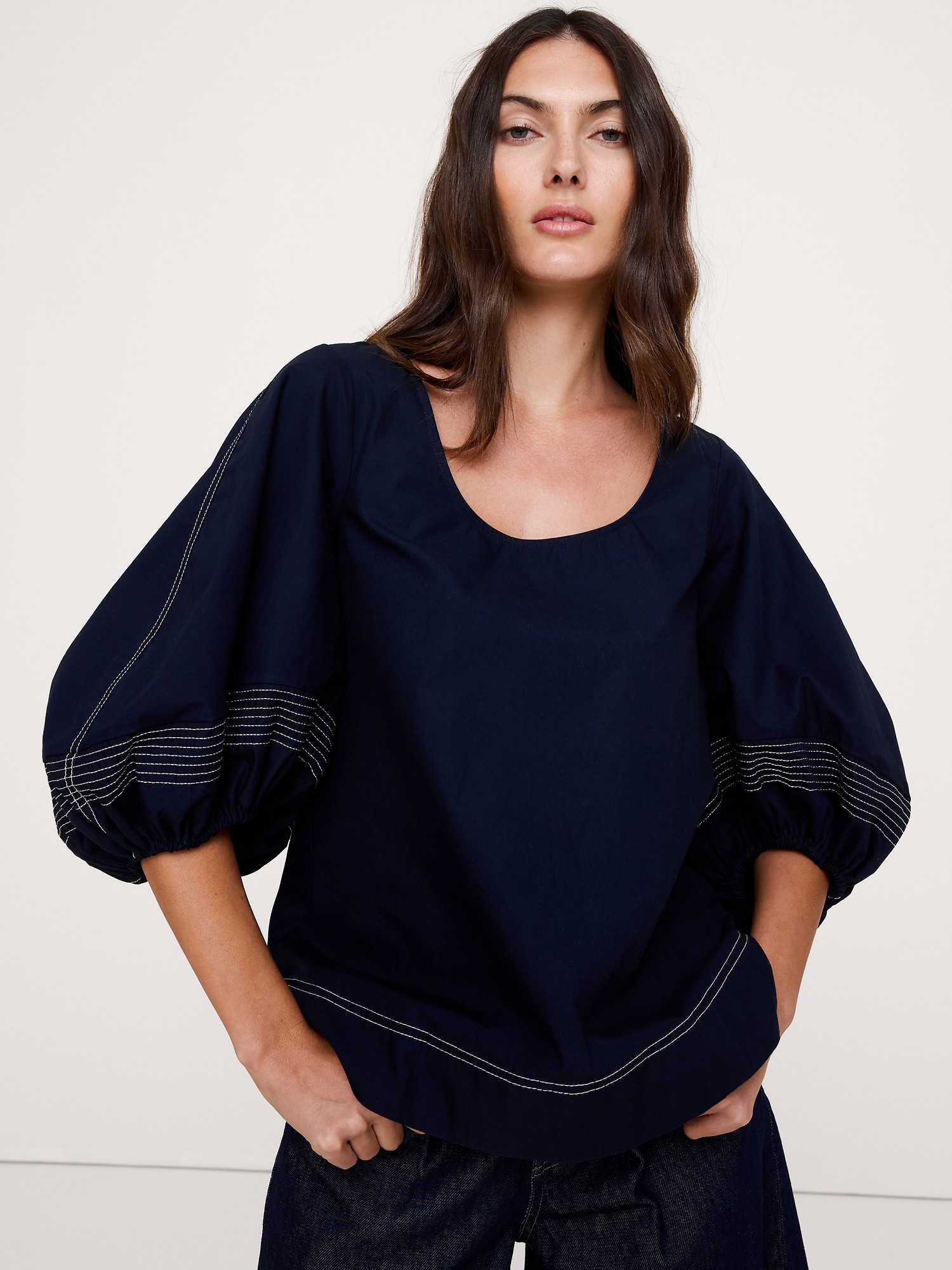 Image number 7 showing, Cotton Scoop-Back Top