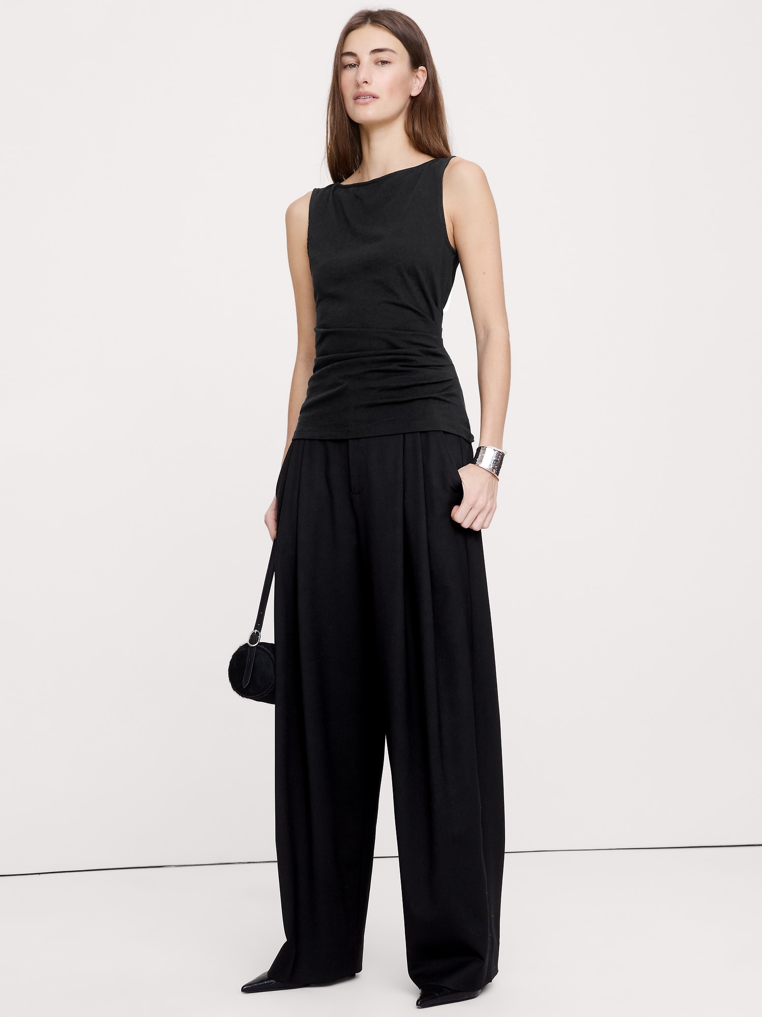 L'image numéro 1 présente Camisole froncée sur le côté en coton rétro