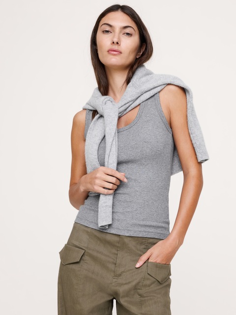 CAMISOLE À ENCOLURE DÉGAGÉE EN TRICOT CÔTELÉ