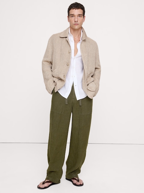 PANTALON DE PLAGE DÉCONTRACTÉ DE STYLE UTILITAIRE EN LIN