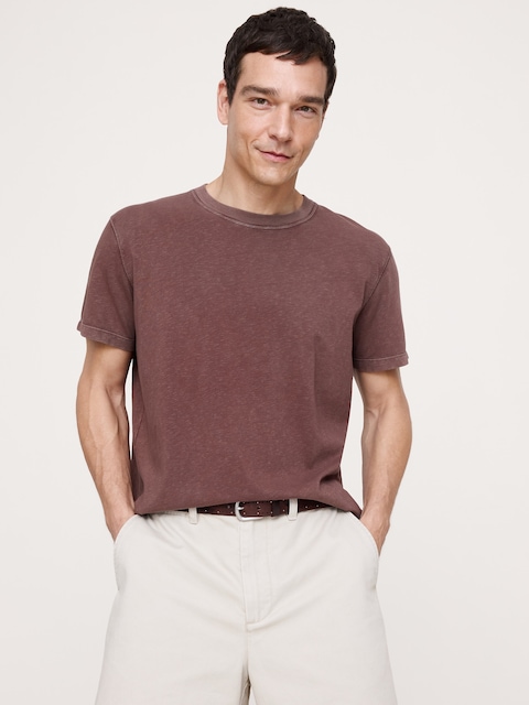 T-SHIRT RAS DU COU CLASSIQUE EN COTON FLAMMÉ