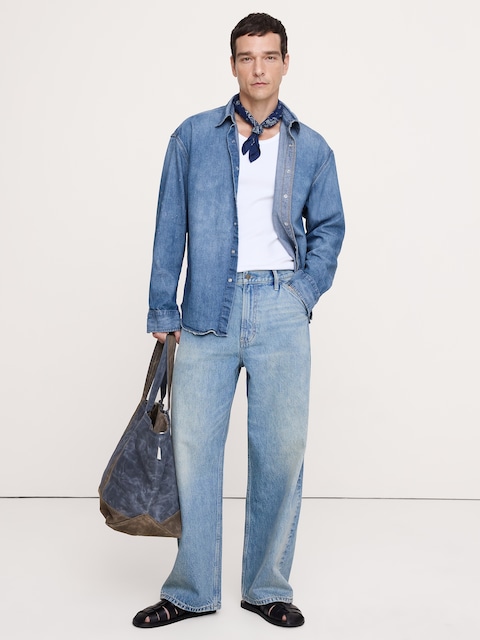 CHEMISE DÉCONTRACTÉE EN DENIM À BOUTONS-PRESSION
