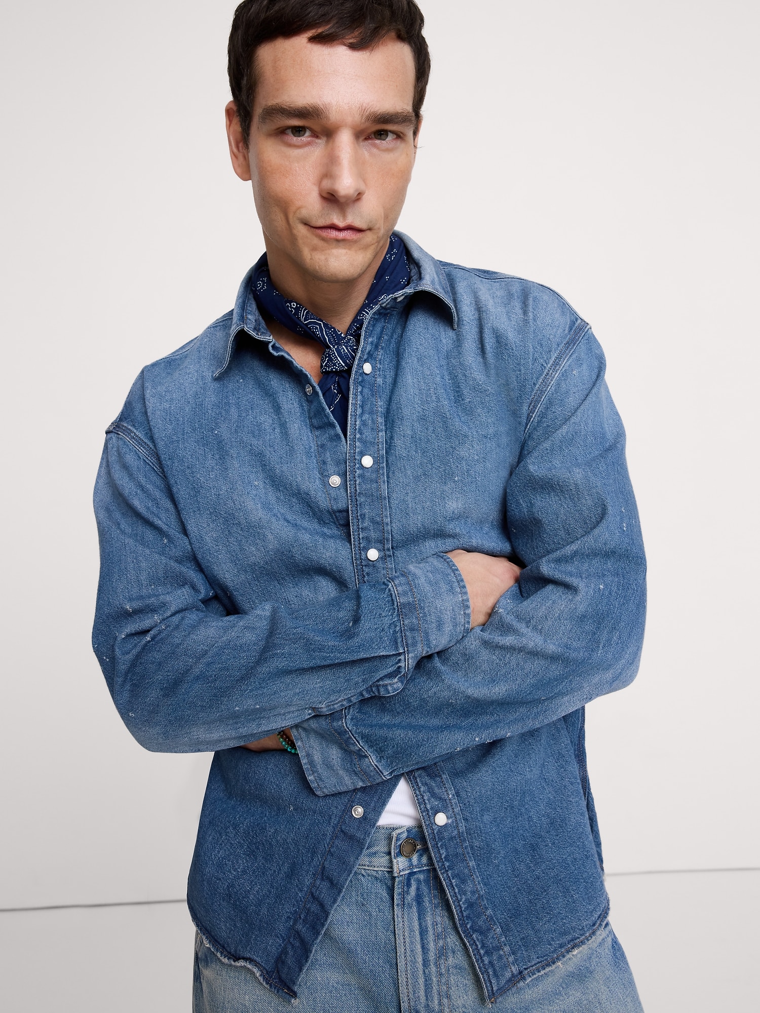 Image number 3 showing, Relaxed-Fit Denim Shirt with Snaps