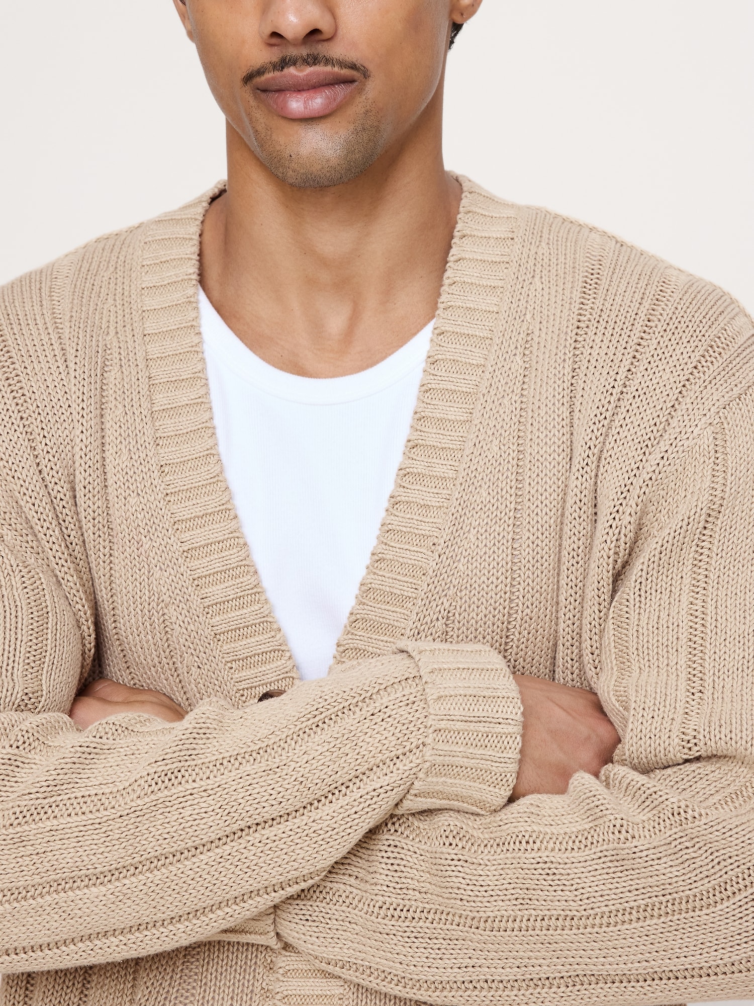 Image number 3 showing, Linen-Cotton Ribbed Cardigan