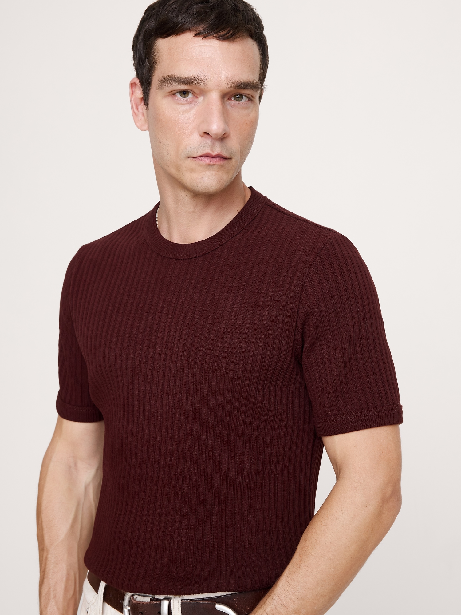 Image number 1 showing, Ribbed Stretch-Cotton Crew-Neck T-Shirt