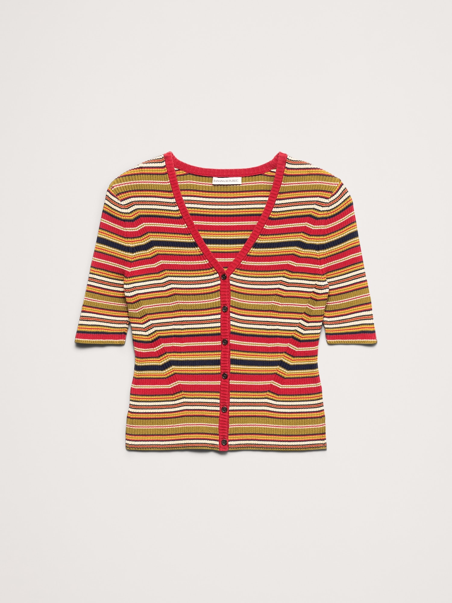 Image number 2 showing, Ribbed Cotton Cropped Cardigan