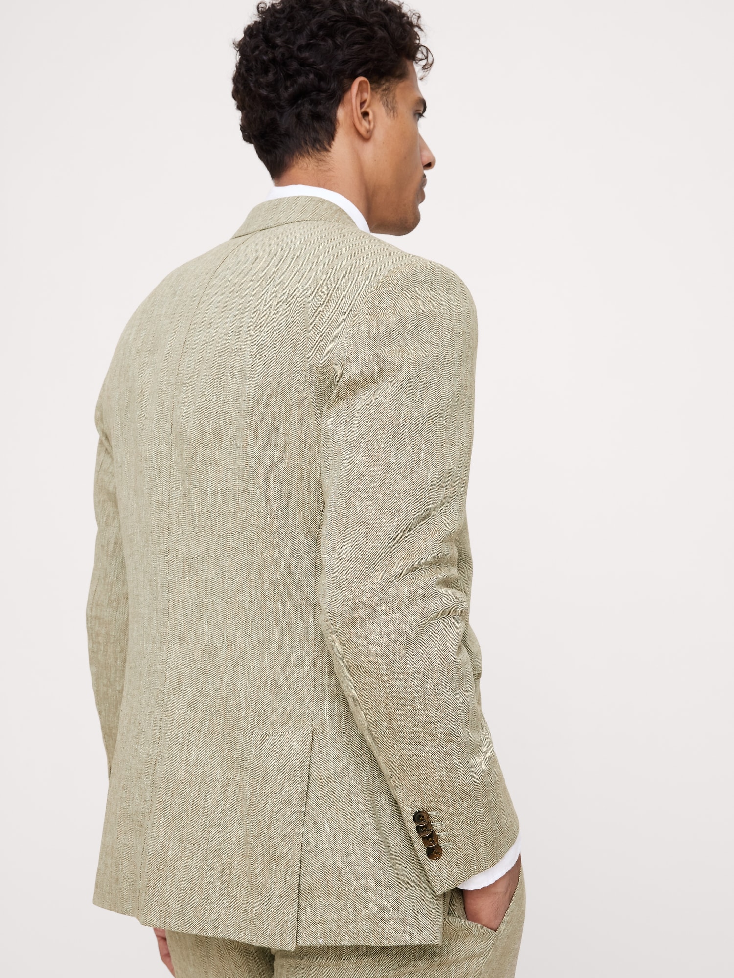 Image number 3 showing, Green Linen-Cotton Suit Jacket