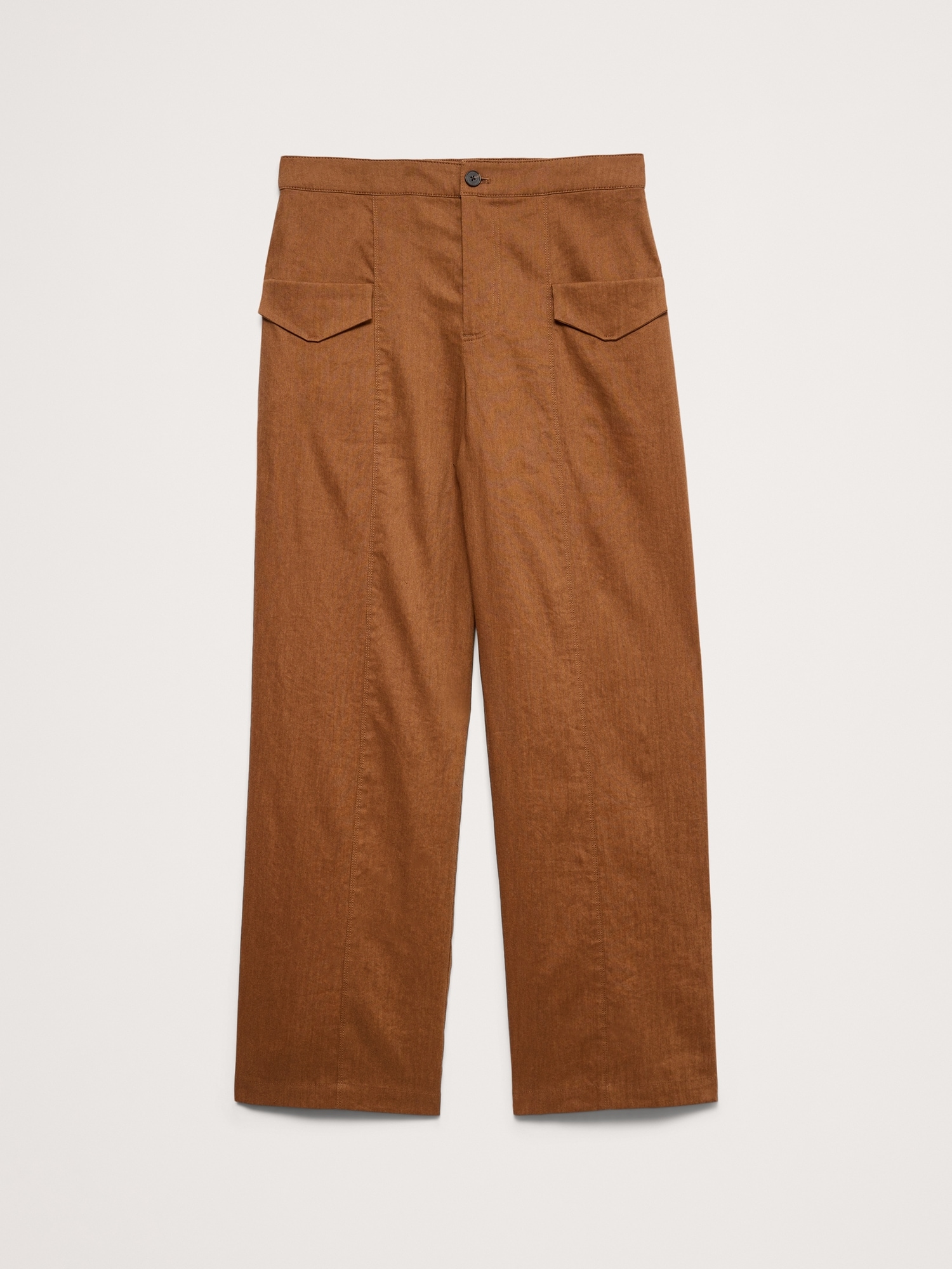Image number 5 showing, Mid-Rise Straight Utility Pant in Stretch Linen-Viscose