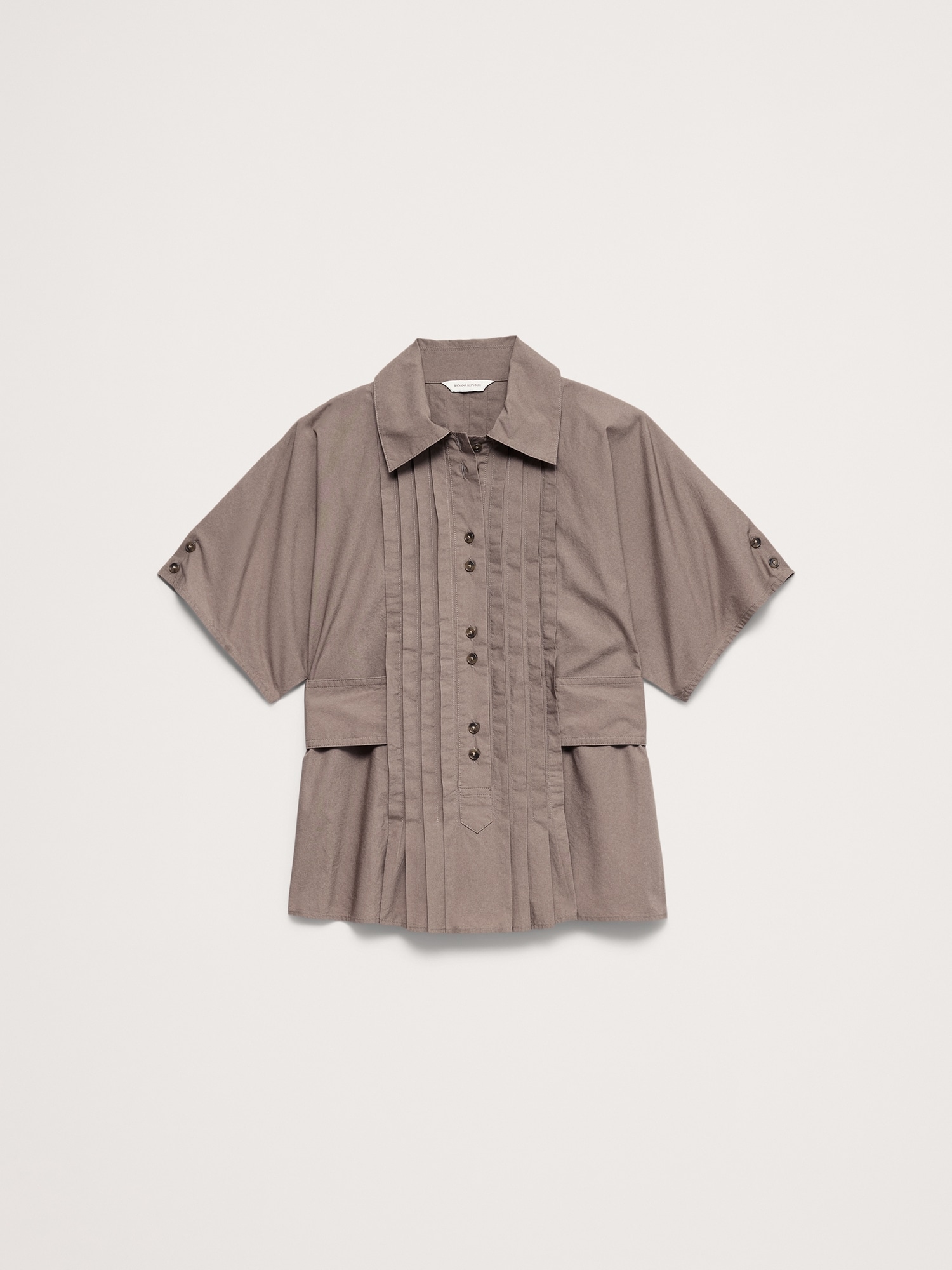 L'image numéro 4 présente Haut à plis en popeline de coton