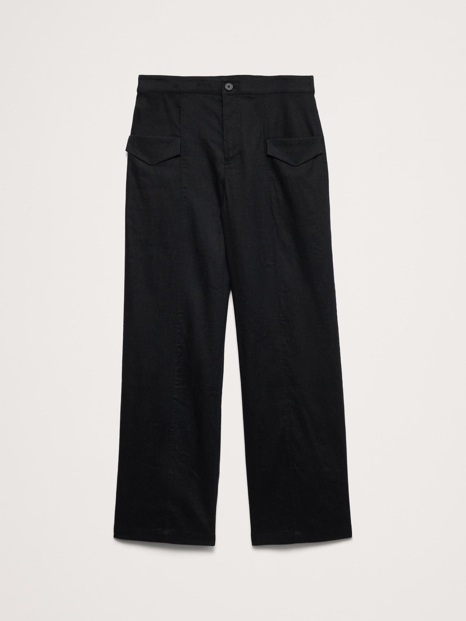 Image number 5 showing, Mid-Rise Straight Utility Pant in Stretch Linen-Viscose