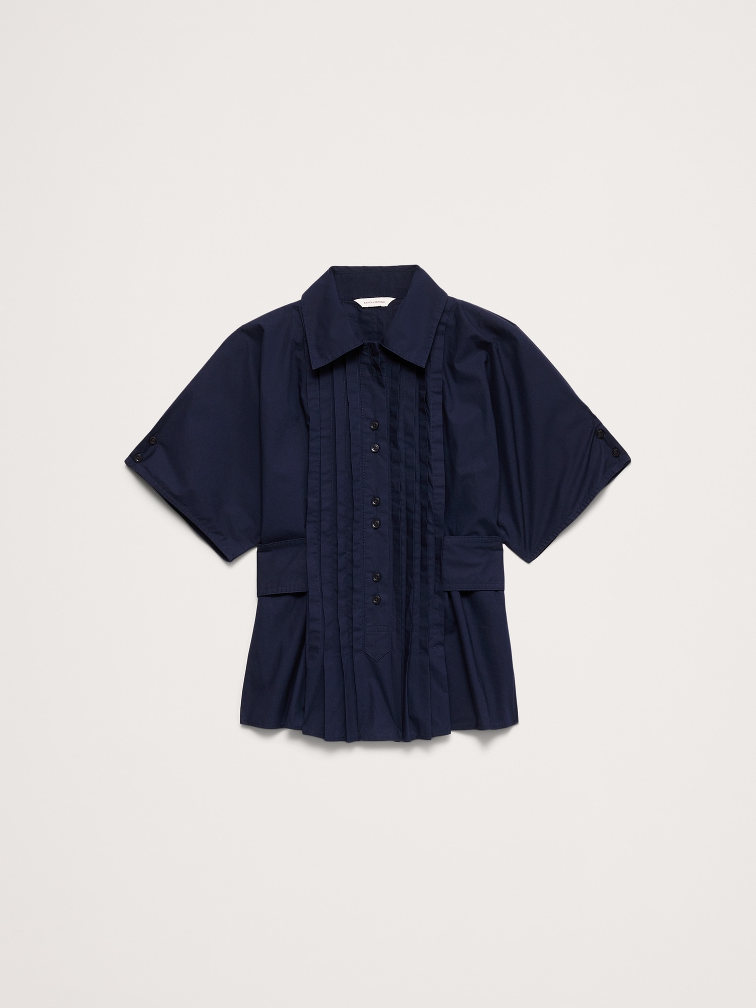 L'image numéro 7 présente Haut à plis en popeline de coton