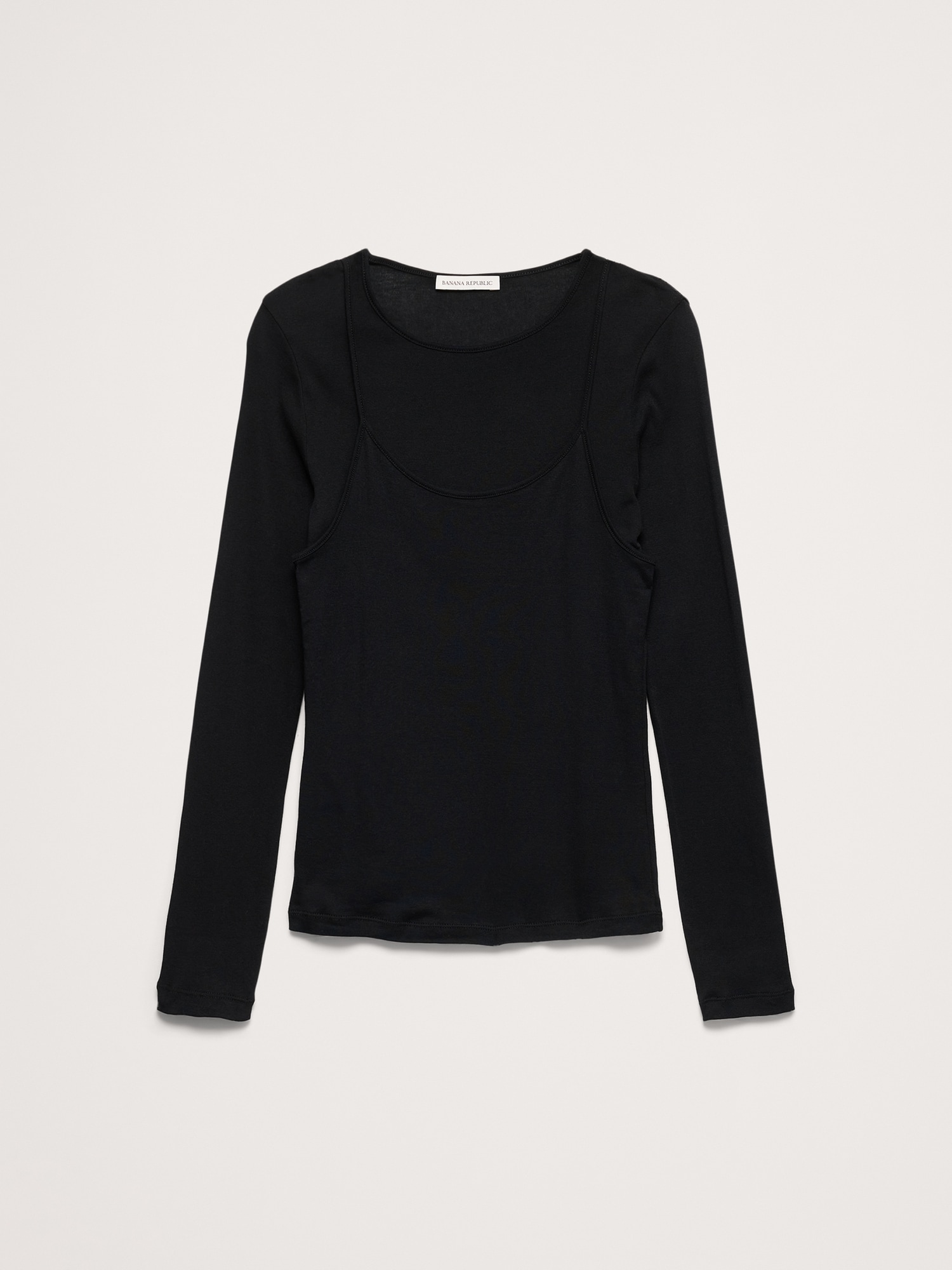 L'image numéro 4 présente T-shirt à manches longues en coton léger double épaisseur