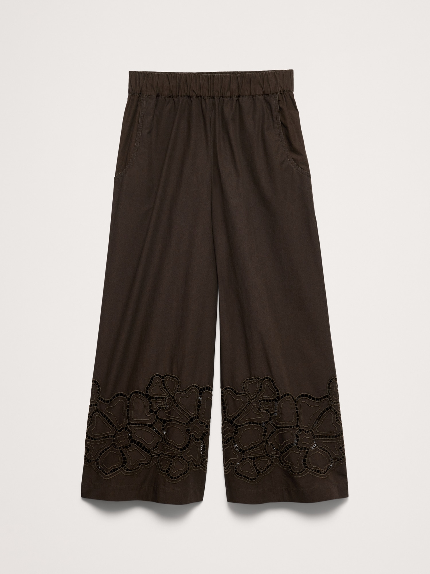 Image number 5 showing, The Pull-On Wide-Leg Ankle Pant in Embroidered Poplin