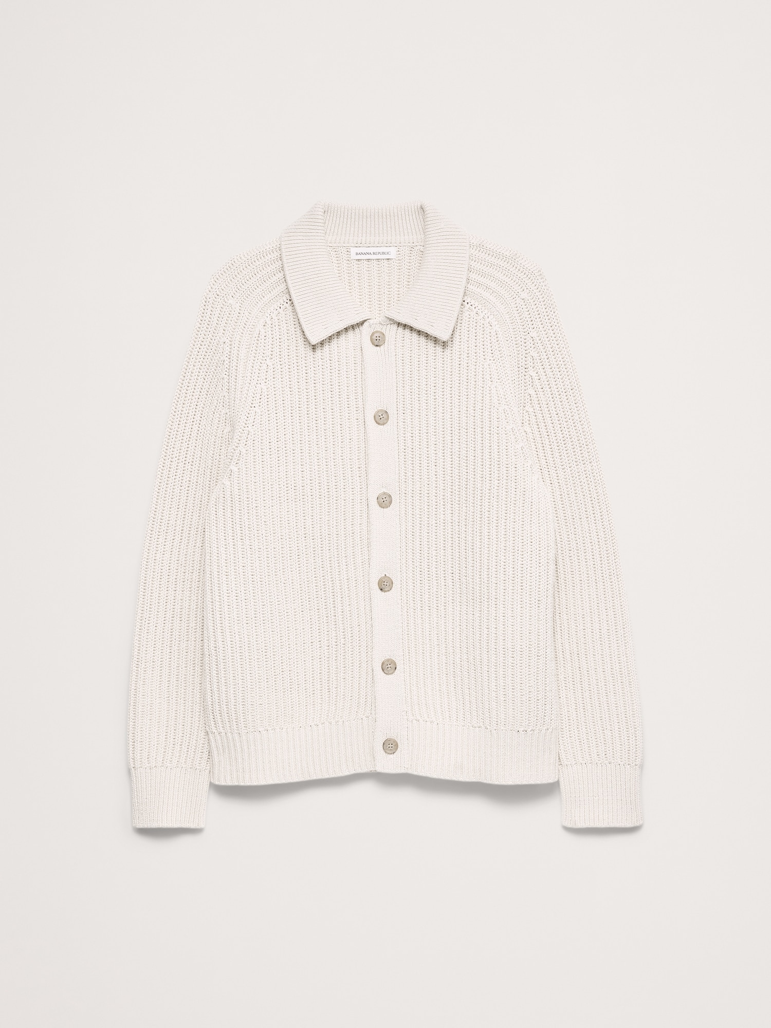 Image number 4 showing, Cotton Ribbed Polo Cardigan