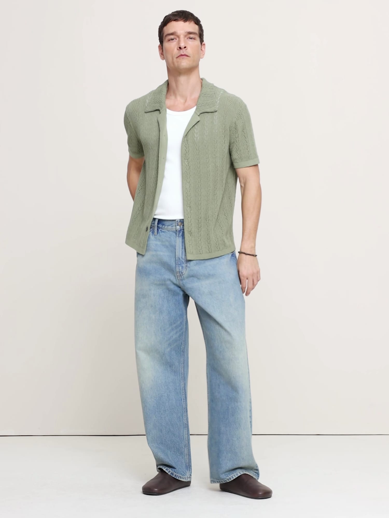 Textured Polo Cardigan