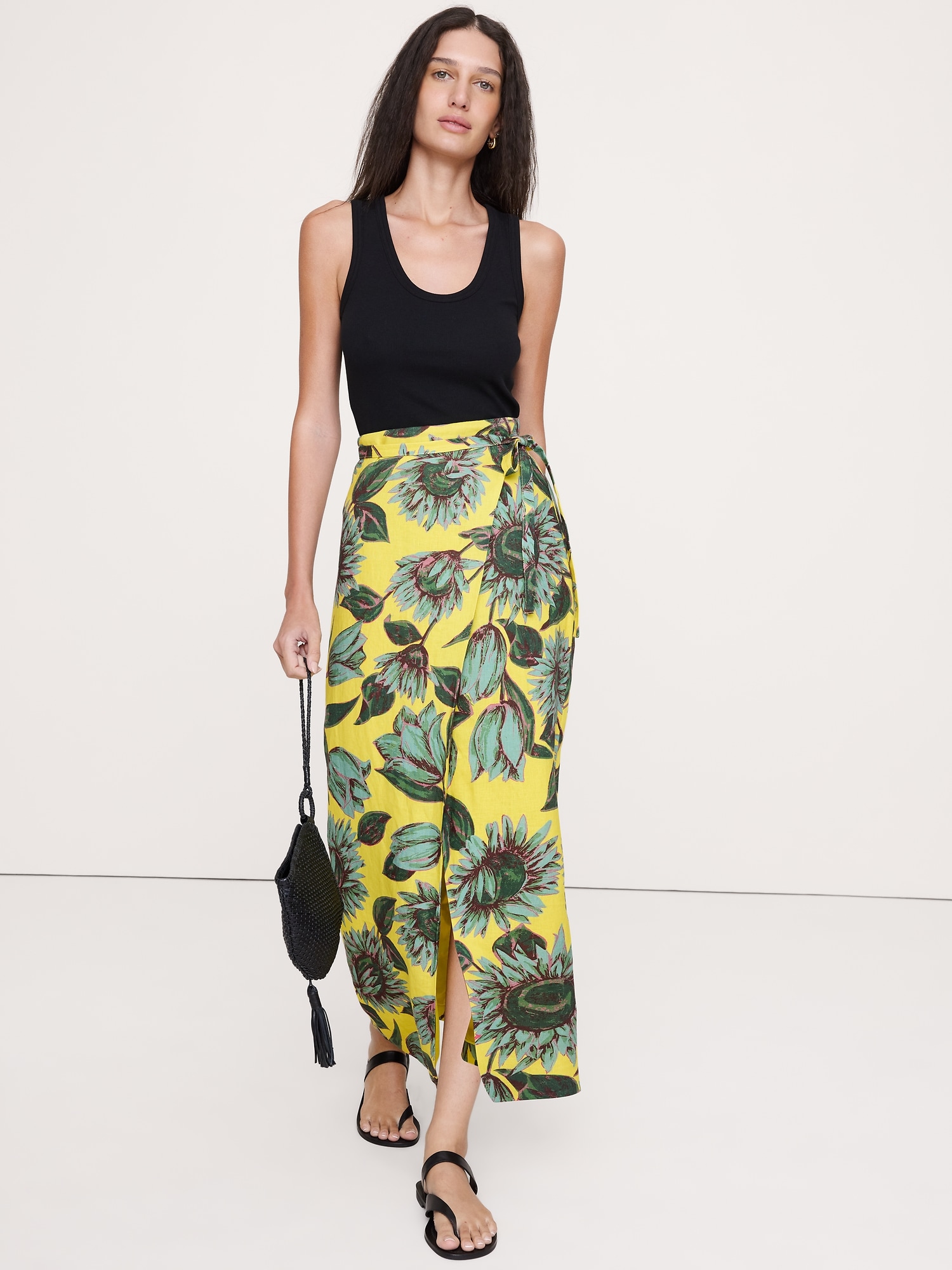 JUPE LONGUE PORTEFEUILLE EN LIN