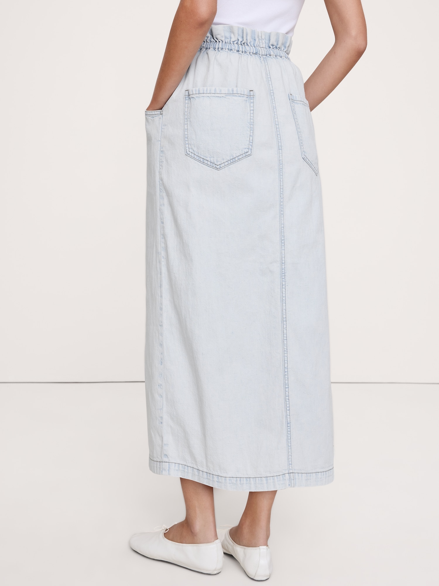 Image number 2 showing, Denim Paperbag Midi Skirt