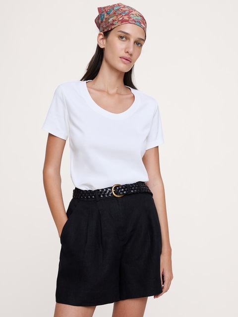 T-SHIRT MINIMALISTE À ENCOLURE DÉGAGÉE EN COTON