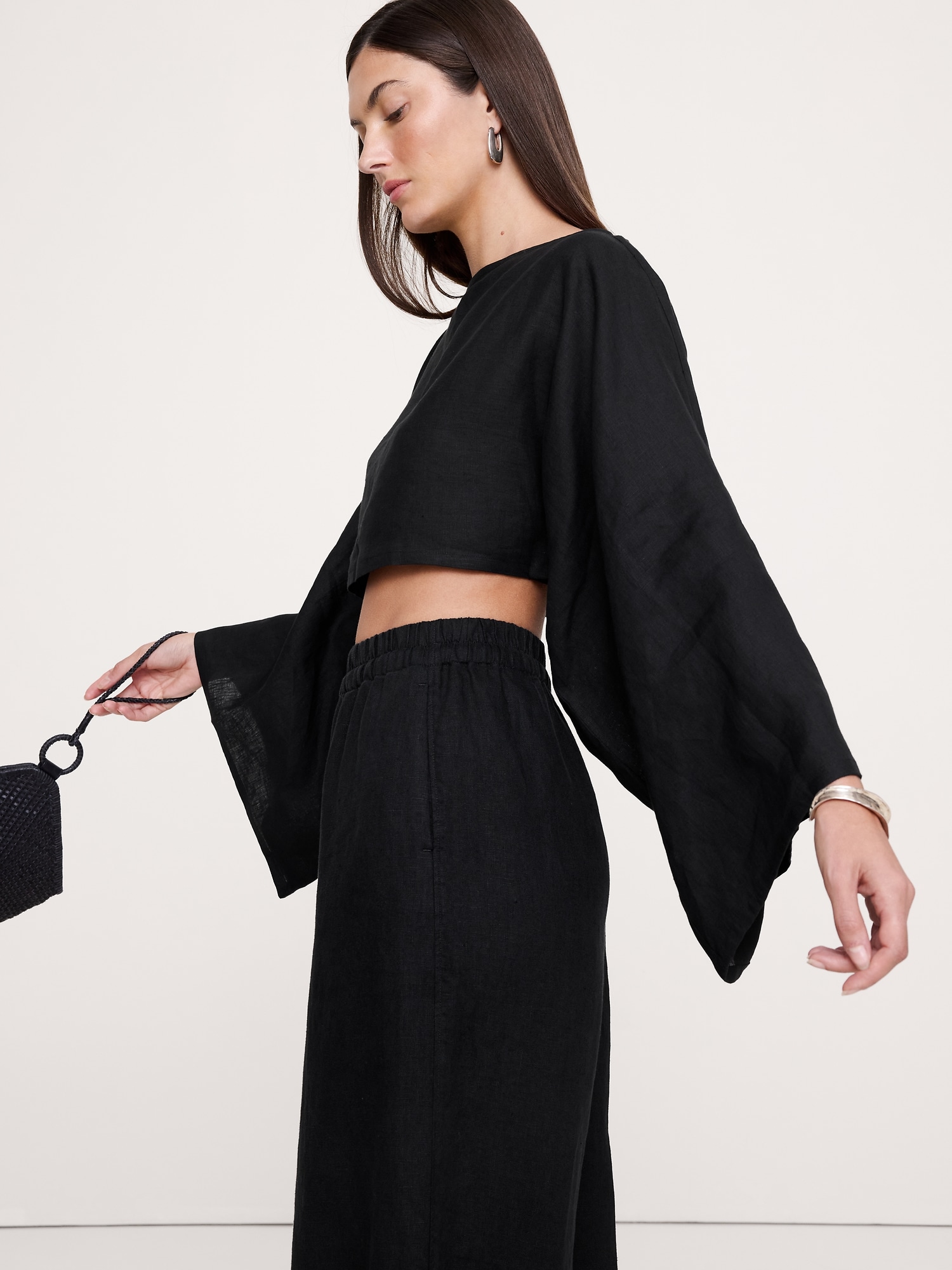 Image number 4 showing, Linen Cropped Boatneck Top