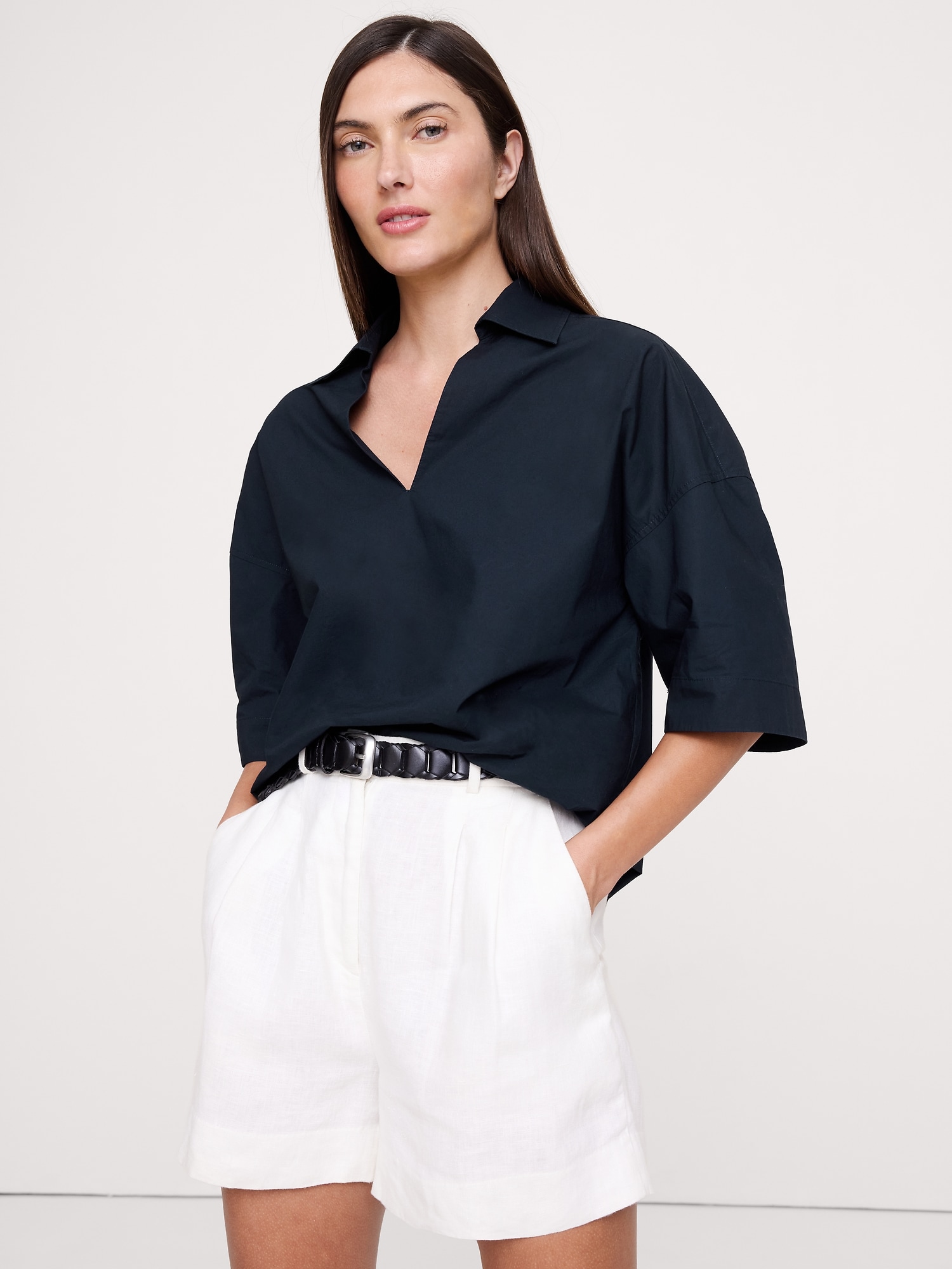 Image number 1 showing, Cotton Poplin Popover Tunic