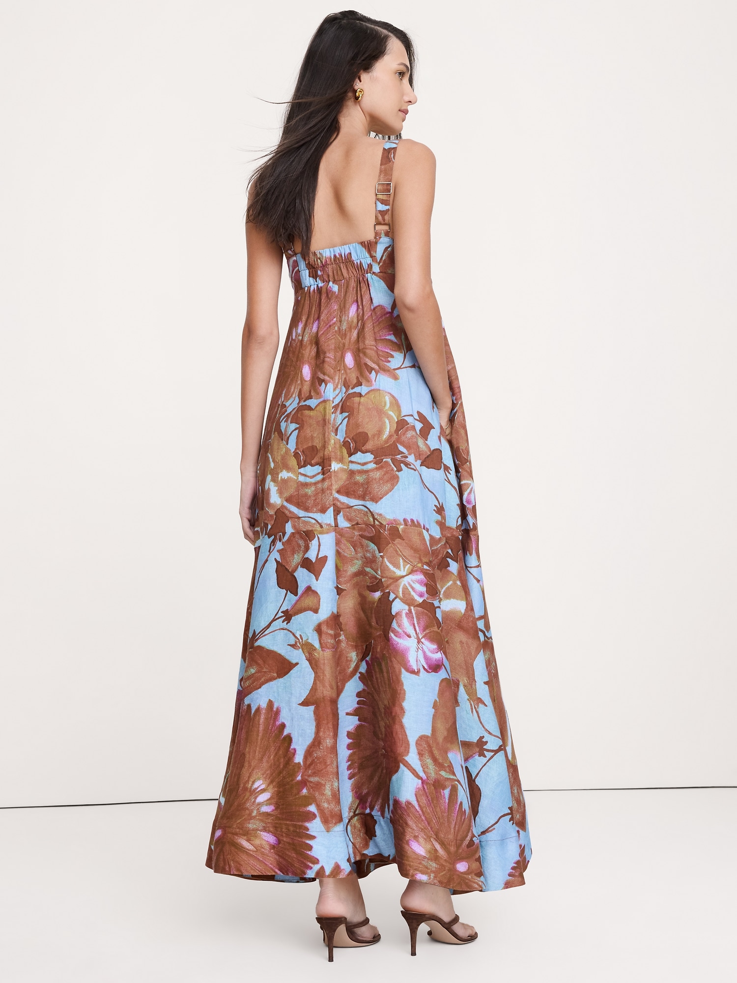 Image number 5 showing, Linen Empire-Waist Maxi Dress