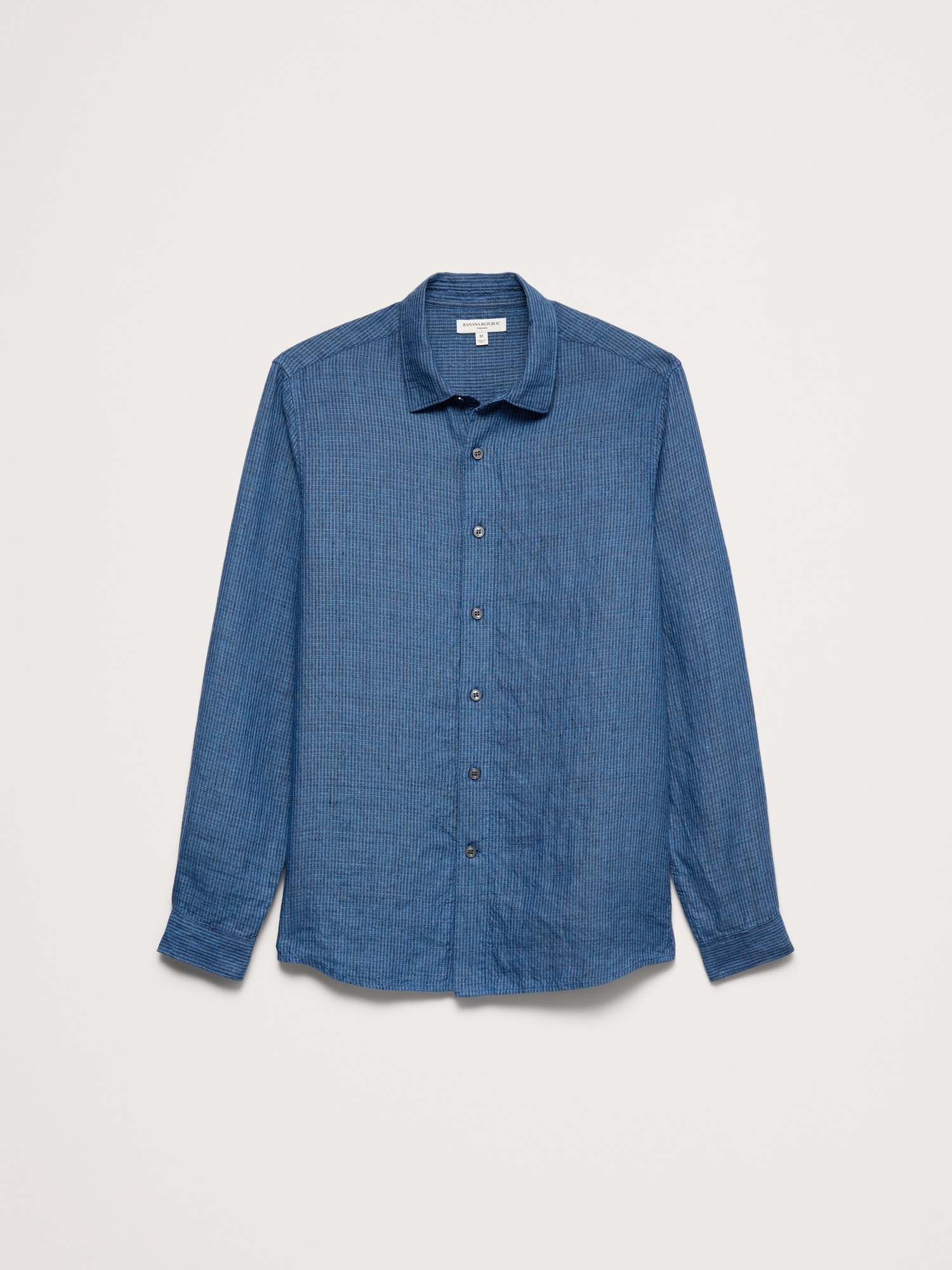 L'image numéro 5 présente Chemise de coupe standard en mélange de lin et coton texturé