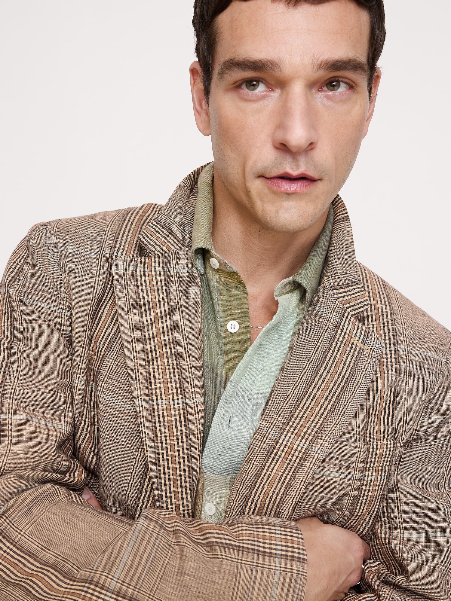 Image number 4 showing, Italian Plaid Cotton-Linen Blazer