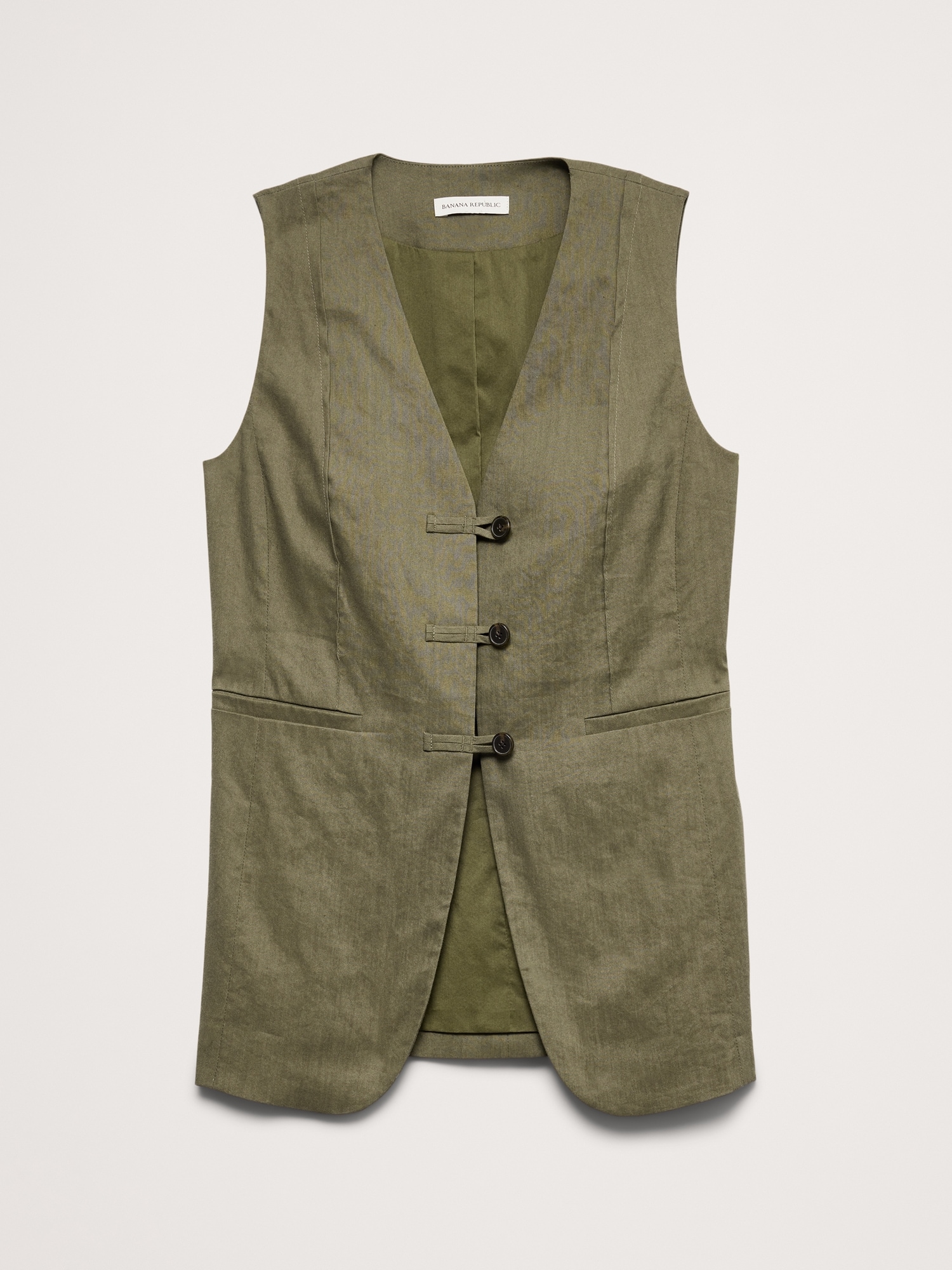 L'image numéro 5 présente Gilet long en lin et viscose extensible