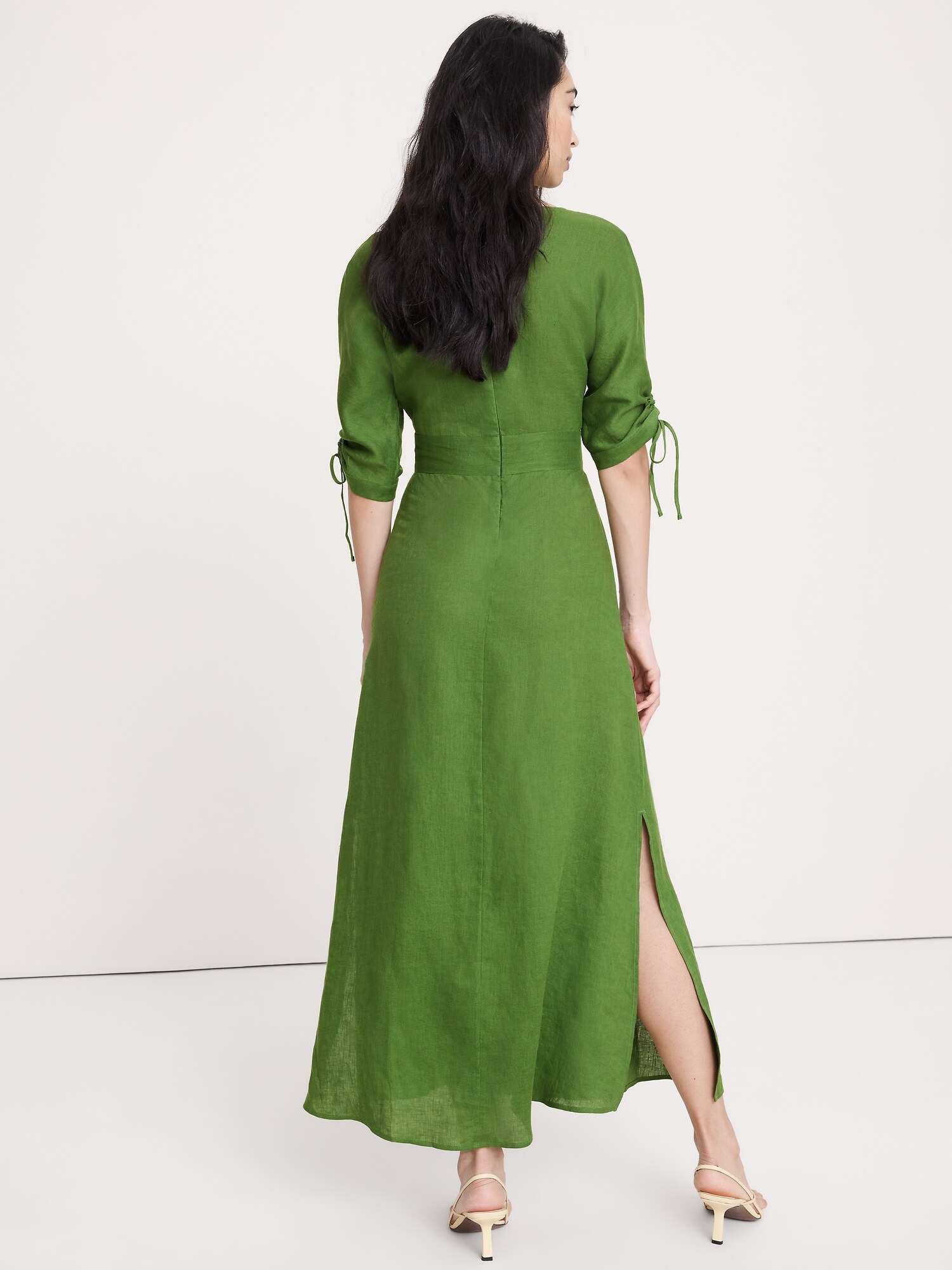 Image number 3 showing, Linen Tie-Sleeve Midi Dress