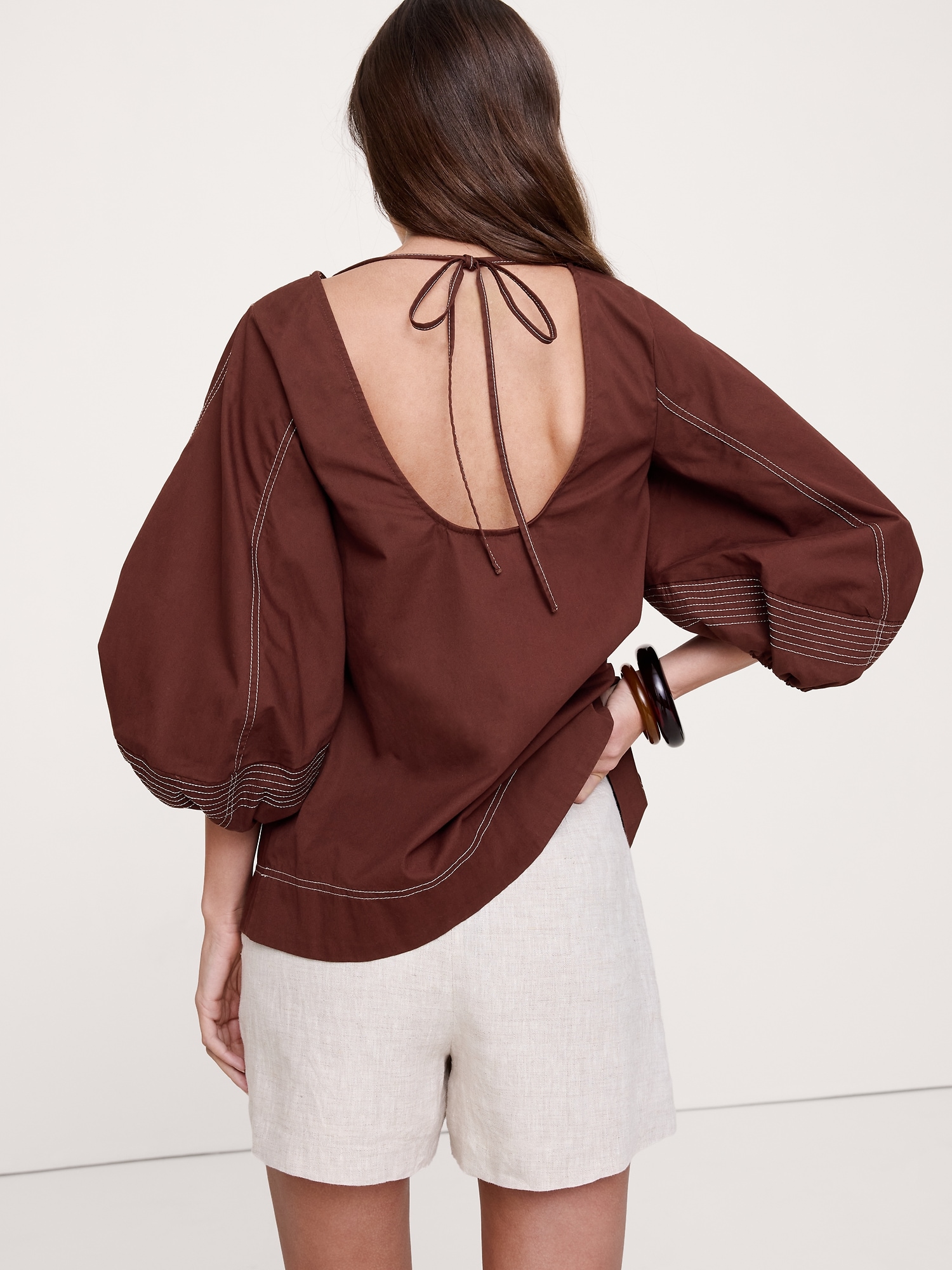 Image number 3 showing, Cotton Scoop-Back Top